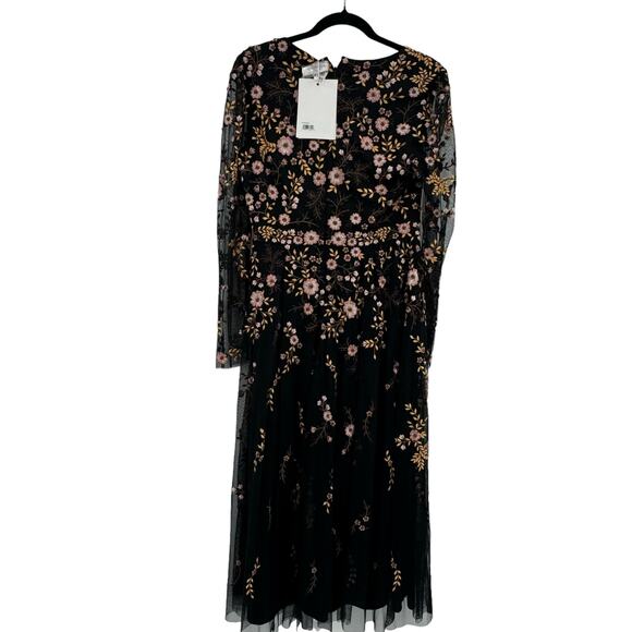 Mac Duggal 31503 Floral Embroidered Surplice V Neck Midi Dress Size 10 NWT - Picture 7 of 10